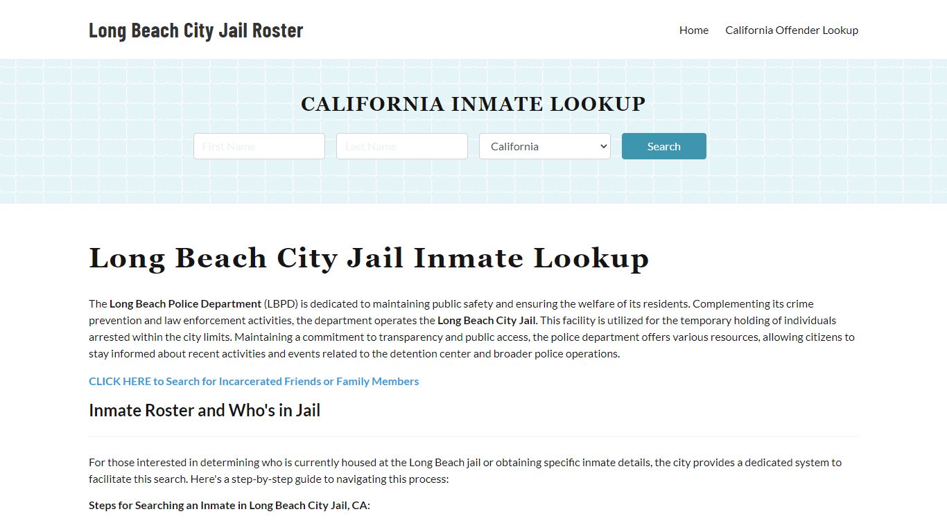 Long Beach Police Department & City Jail, CA Inmate Roster, Arrests ...